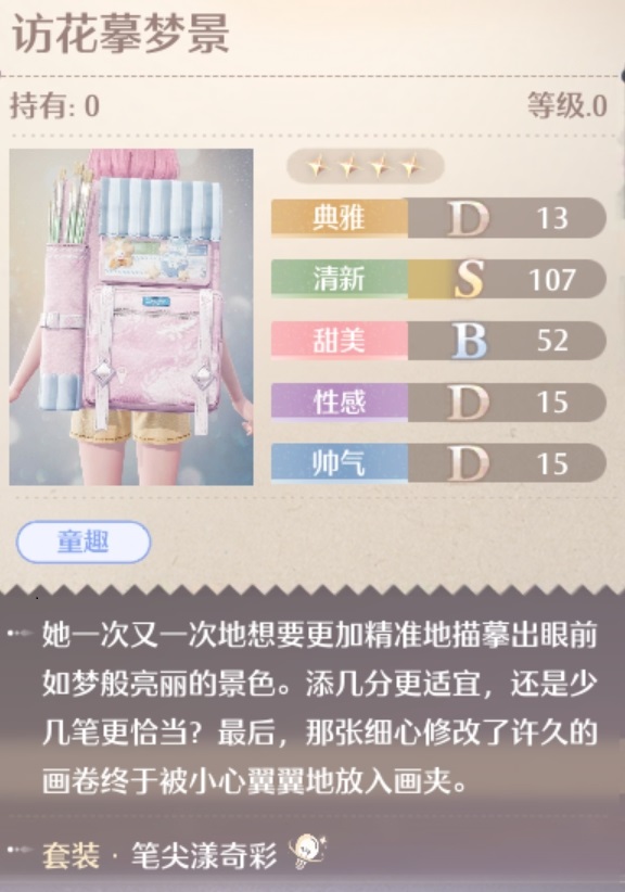 无限暖暖笔尖漾奇彩套装属性一览
