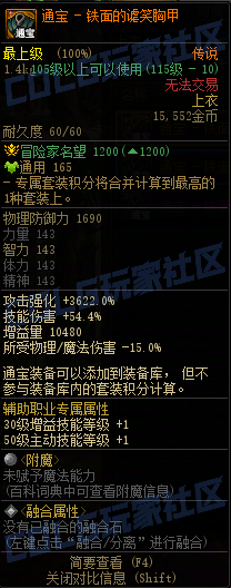 DNF115级通宝上衣属性一览