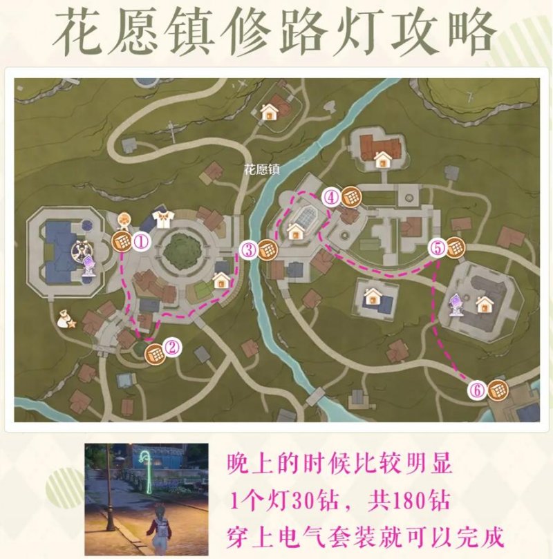 无限暖暖花愿镇路灯修复攻略