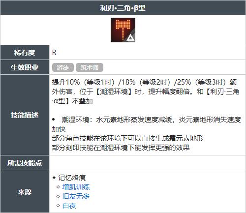 白荆回廊利刃三角β型技能怎么获得