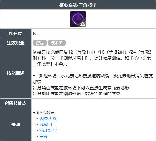 白荆回廊核心充能三角β型技能怎么获得