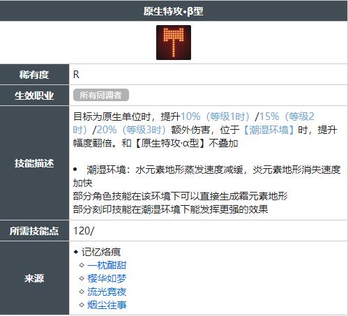 白荆回廊原生特攻β型技能怎么获得