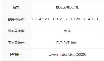 我的世界夜光之域DONL服务器一览2024