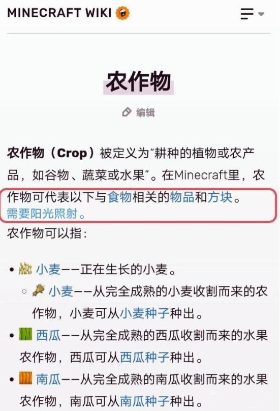 我的世界种食物要光吗