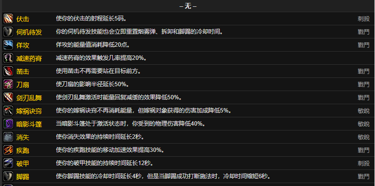 魔兽世界CTM怀旧服盗贼雕文属性一览