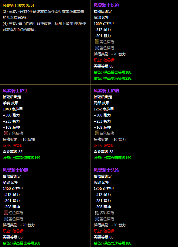 魔兽世界CTM怀旧服奶德T11套装属性一览