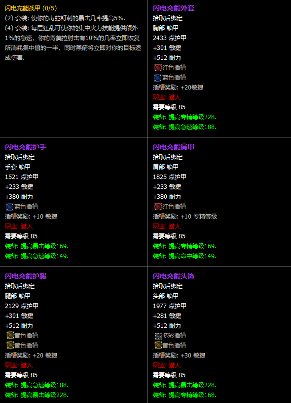 魔兽世界CTM怀旧服猎人T11套装属性一览