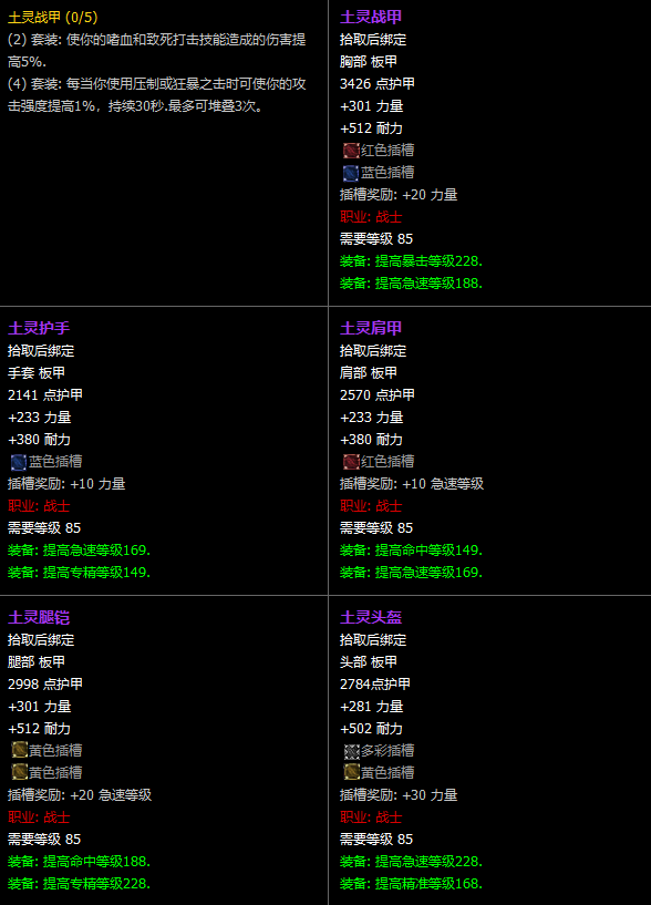 魔兽世界CTM怀旧服战士T11套装属性一览