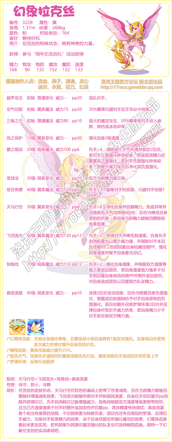 洛克王国幻象拉克丝技能表