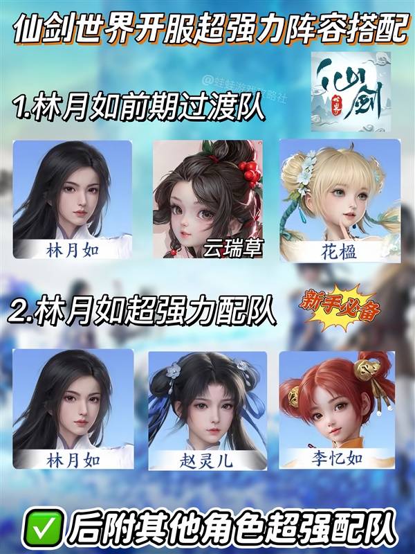 仙剑世界开服强力阵容推荐
