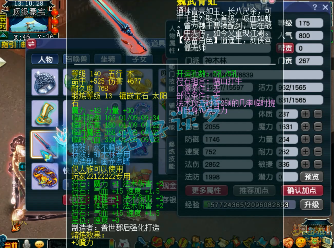 梦幻西游竞速175级神木林装备展示图