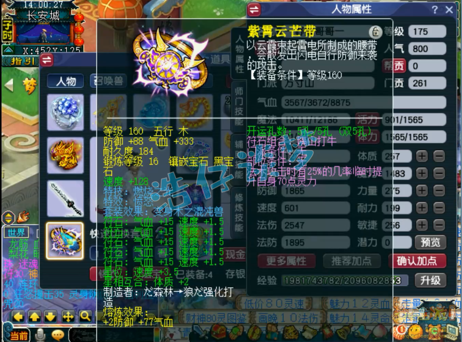 梦幻西游175级单挑魔方寸山装备展示图