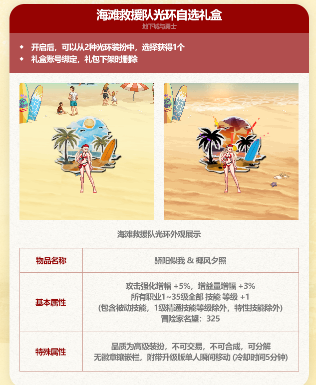DNF2025夏日套光环属性一览