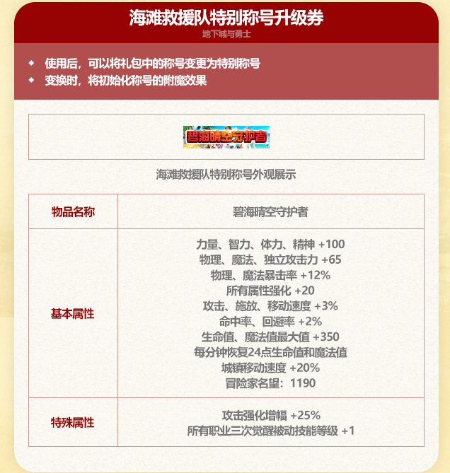 DNF2025夏日套至尊称号属性一览
