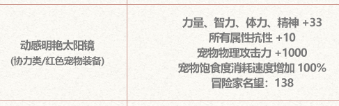 DNF动感明艳太阳镜属性一览