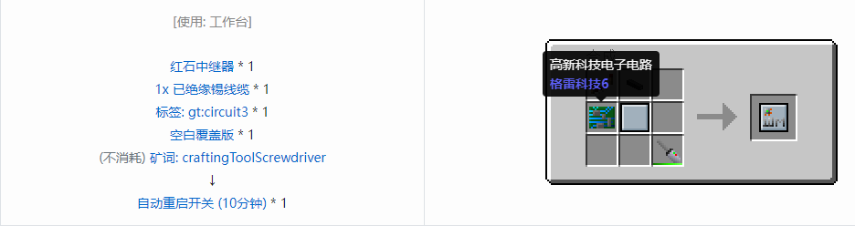 我的世界格雷科技6覆盖板合成表大全
