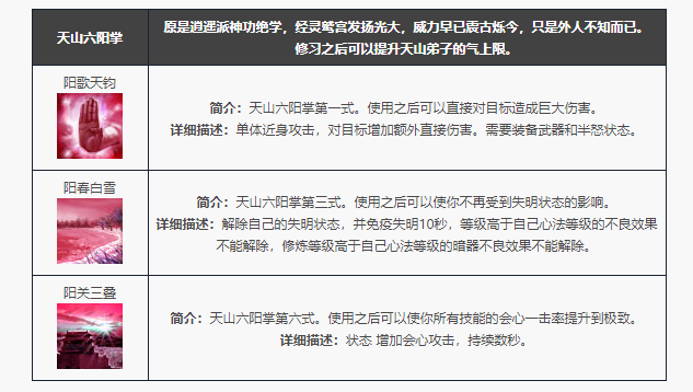 天龙八部归来天山门派技能一览