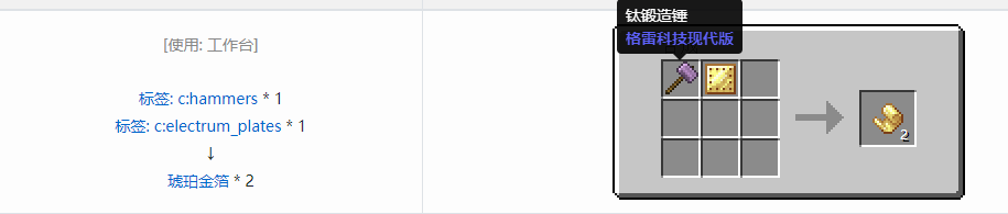 我的世界格雷科技现代版箔合成表大全