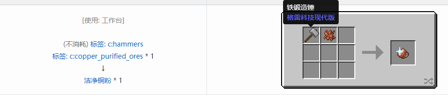 我的世界格雷科技现代版洁净粉合成表大全