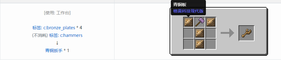 我的世界格雷科技现代版扳手合成表大全