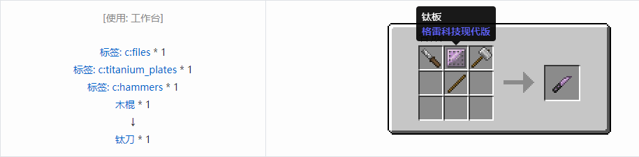 我的世界格雷科技现代版刀合成表大全