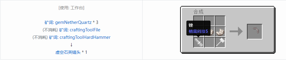 我的世界格雷科技社区版镐头合成表大全