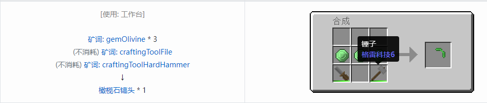 我的世界格雷科技社区版镐头合成表大全