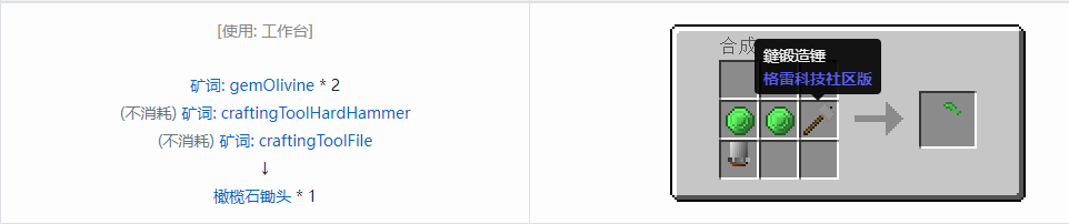 我的世界格雷科技社区版锄头合成表大全
