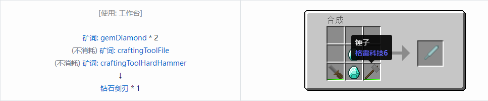 我的世界格雷科技社区版剑刃合成表大全
