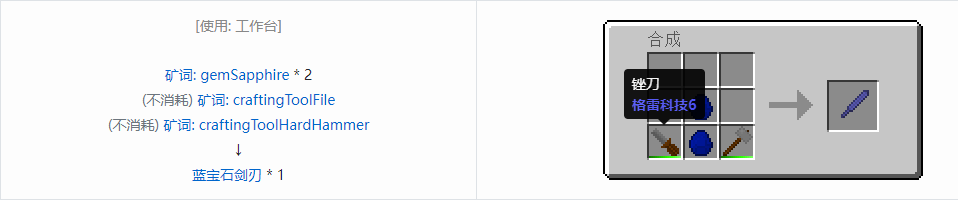 我的世界格雷科技社区版剑刃合成表大全