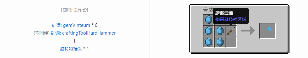 我的世界格雷科技社区版锤头合成表大全