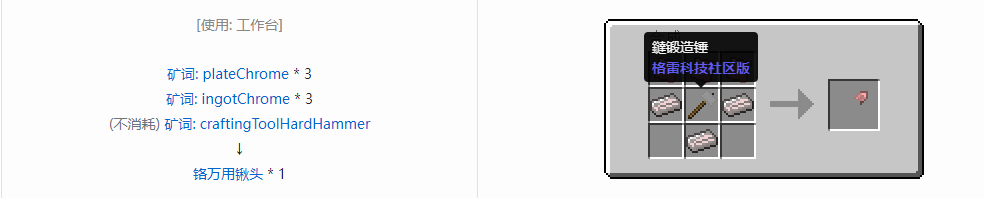 我的世界格雷科技社区版万用铲头合成表大全