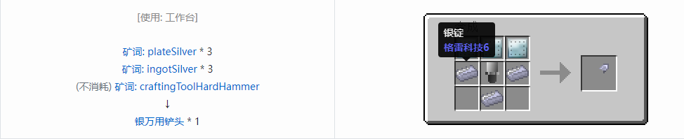 我的世界格雷科技社区版万用铲头合成表大全