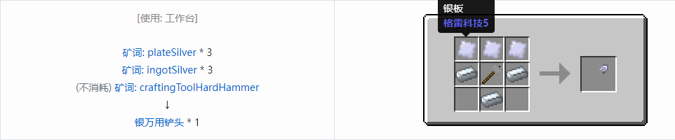 我的世界格雷科技社区版万用铲头合成表大全