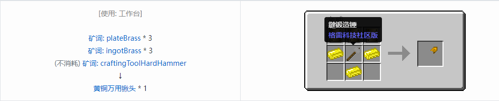 我的世界格雷科技社区版万用铲头合成表大全