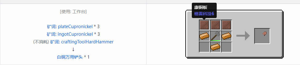 我的世界格雷科技社区版万用铲头合成表大全