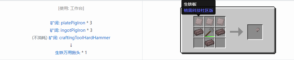我的世界格雷科技社区版万用铲头合成表大全