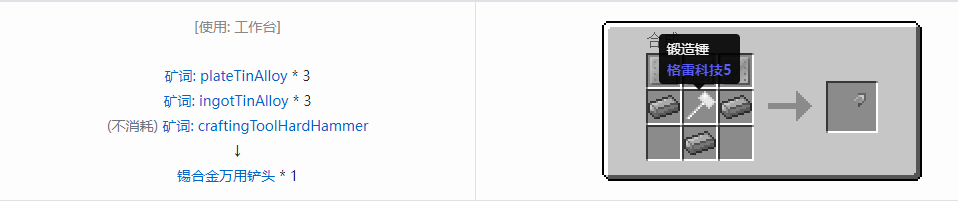 我的世界格雷科技社区版万用铲头合成表大全