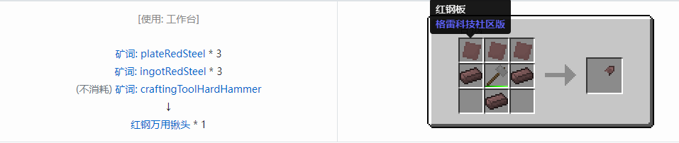 我的世界格雷科技社区版万用铲头合成表大全