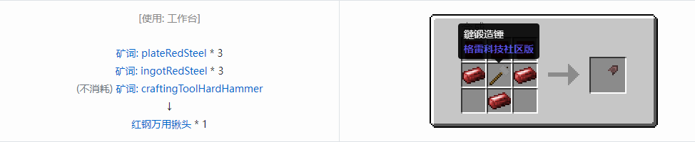 我的世界格雷科技社区版万用铲头合成表大全