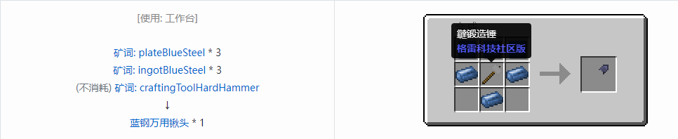 我的世界格雷科技社区版万用铲头合成表大全