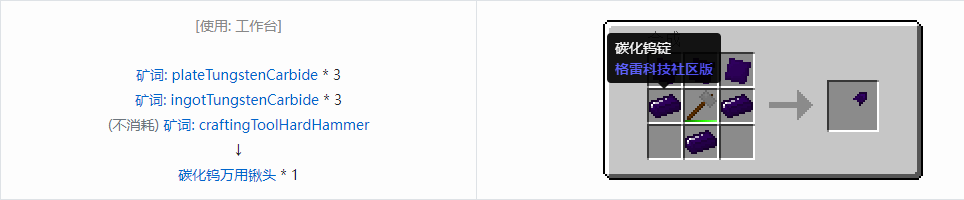 我的世界格雷科技社区版万用铲头合成表大全