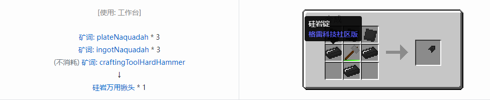 我的世界格雷科技社区版万用铲头合成表大全