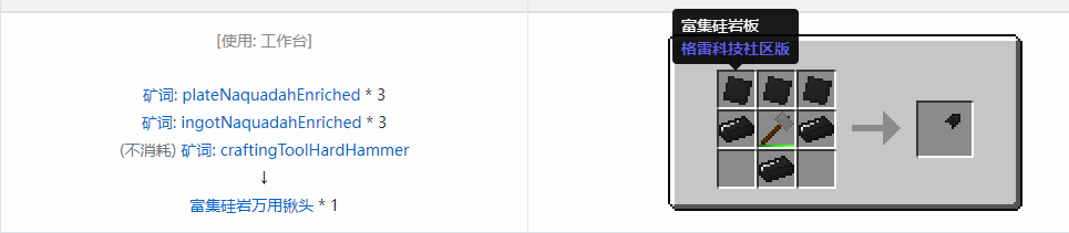 我的世界格雷科技社区版万用铲头合成表大全