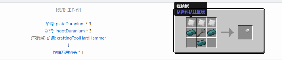 我的世界格雷科技社区版万用铲头合成表大全