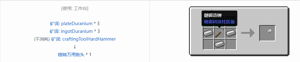 我的世界格雷科技社区版万用铲头合成表大全