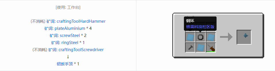 我的世界格雷科技社区版扳手顶合成表大全