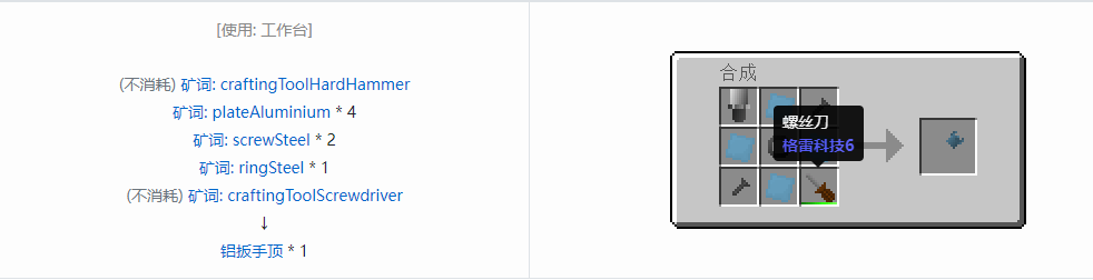 我的世界格雷科技社区版扳手顶合成表大全