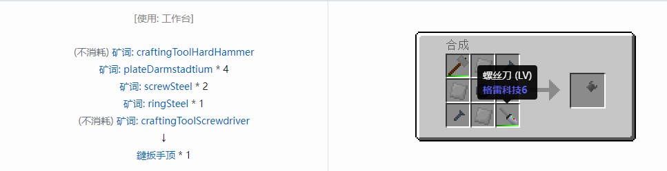 我的世界格雷科技社区版扳手顶合成表大全