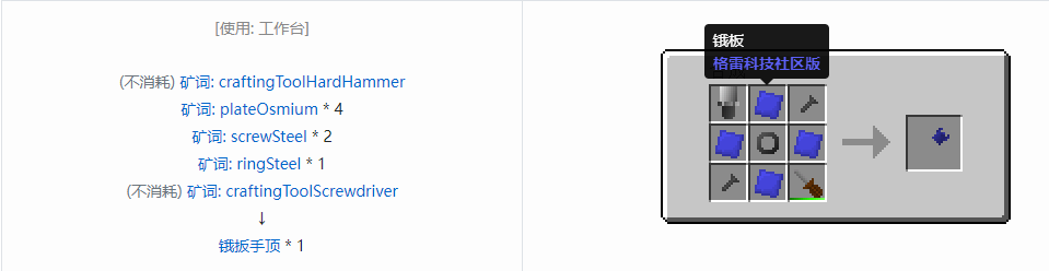我的世界格雷科技社区版扳手顶合成表大全